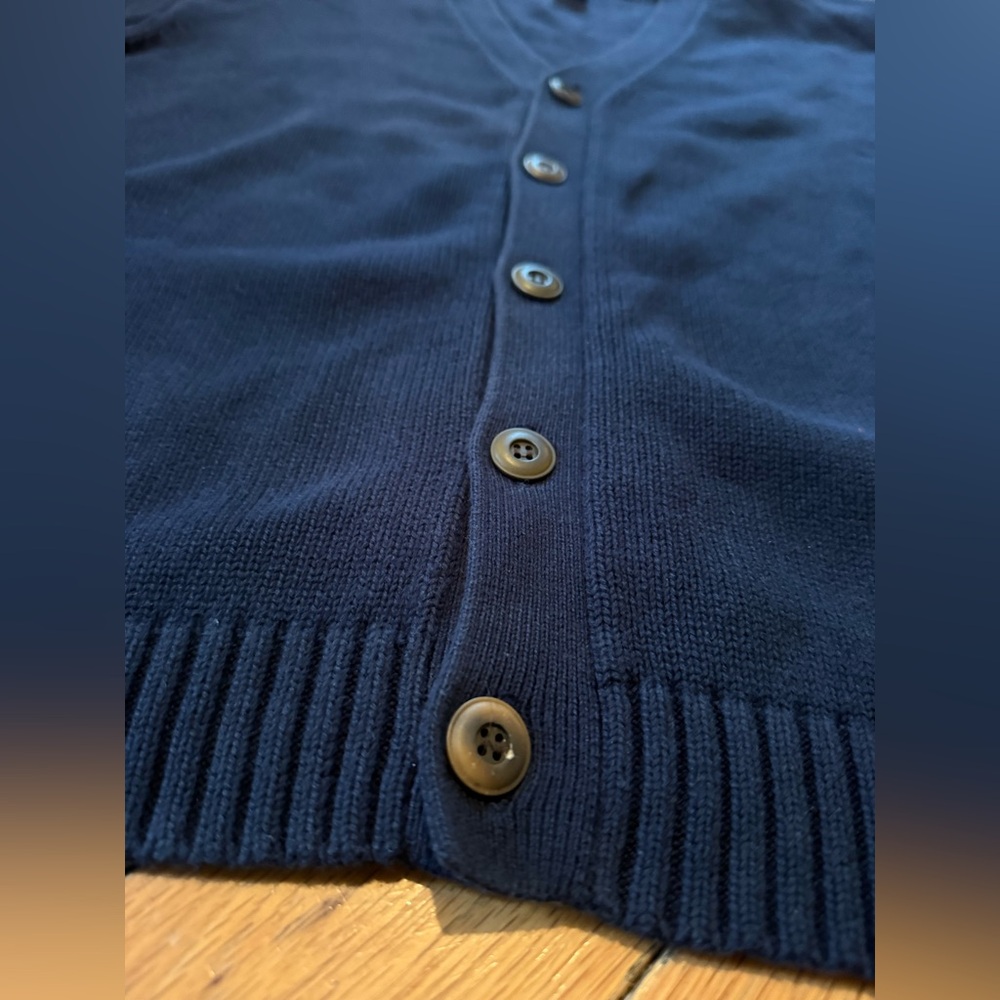LL Bean Cardigan Sweater Knit Button Up Grandpa Navy Blue Men’s Size L Reg 0KU38 - Picture 3 of 12